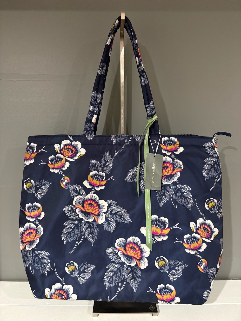 Vera Bradley Navy Floral Tote with Multicolor Blooms